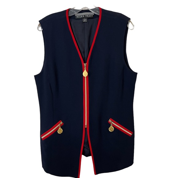 VINTAGE ELLEN TRACY LADYS ZIPPER FRONT VEST 100% WOOL SIZE 12. - Picture 2 of 14